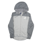 NIKE Mens Grey Hooded Zip Jacket S Cotton Blend Plain Lightweight Casual