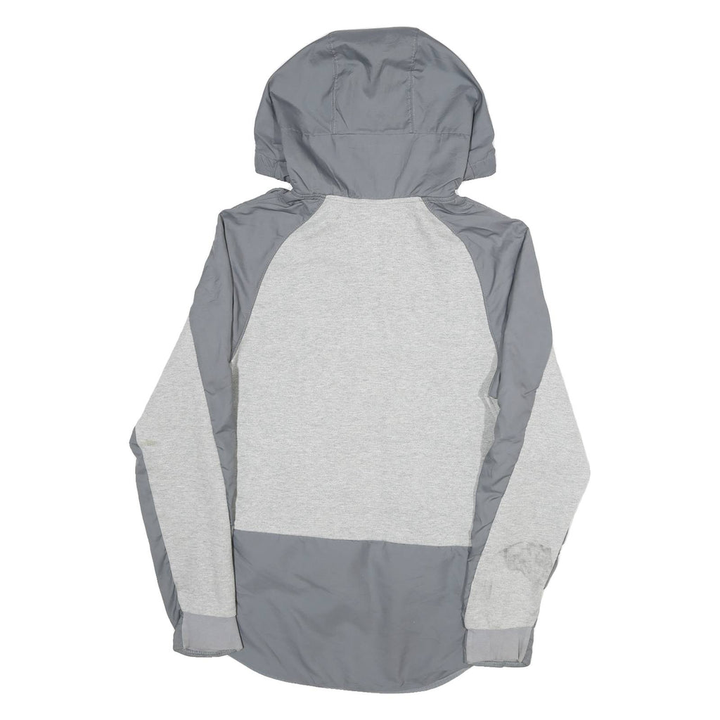 NIKE Mens Grey Hooded Zip Jacket S Cotton Blend Plain Lightweight Casual