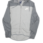NIKE Mens Grey Hooded Zip Jacket S Cotton Blend Plain Lightweight Casual