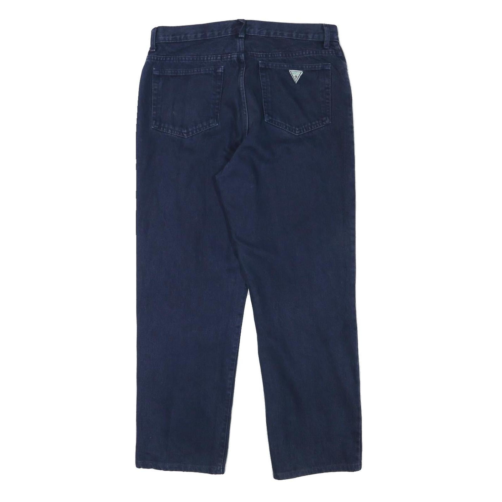 GUESS Mens Regular Blue Denim Jeans W34 L27 Classic Cotton Blend Zip