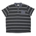 LEE COOPER Mens Black & Grey Striped Short Sleeve Polo Shirt 4XL Cotton Blend