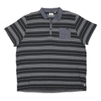 LEE COOPER Mens Black & Grey Striped Short Sleeve Polo Shirt 4XL Cotton Blend
