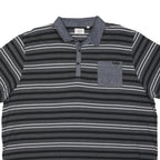 LEE COOPER Mens Black & Grey Striped Short Sleeve Polo Shirt 4XL Cotton Blend