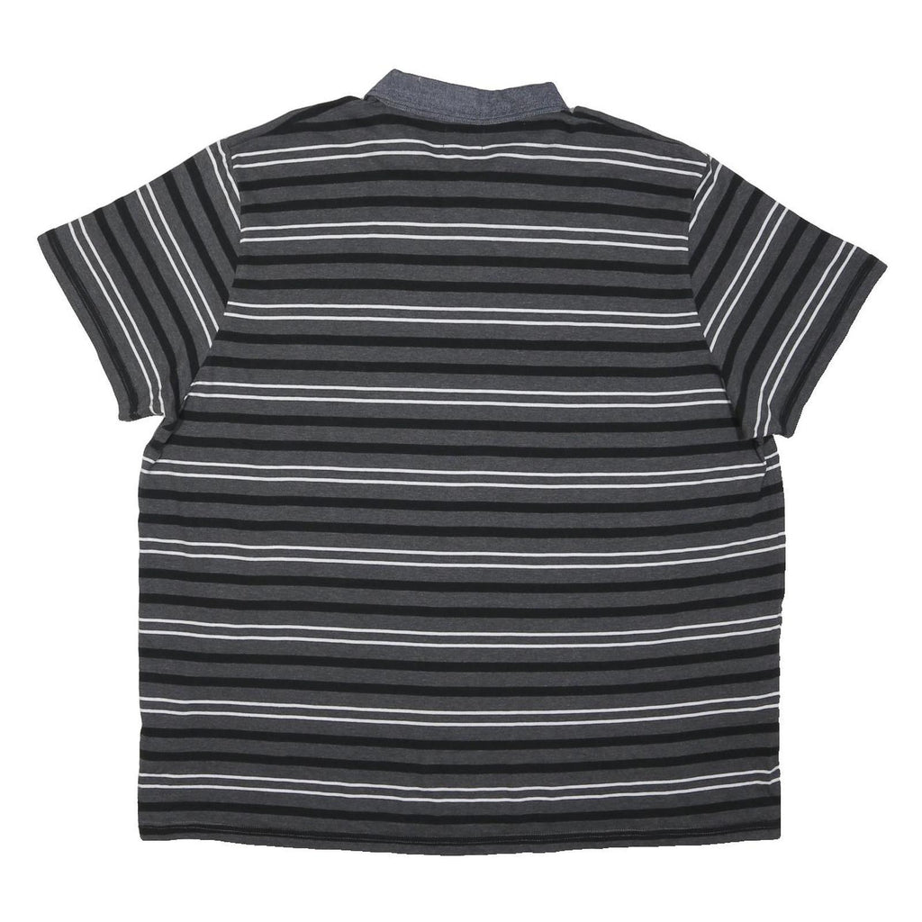 LEE COOPER Mens Black & Grey Striped Short Sleeve Polo Shirt 4XL Cotton Blend