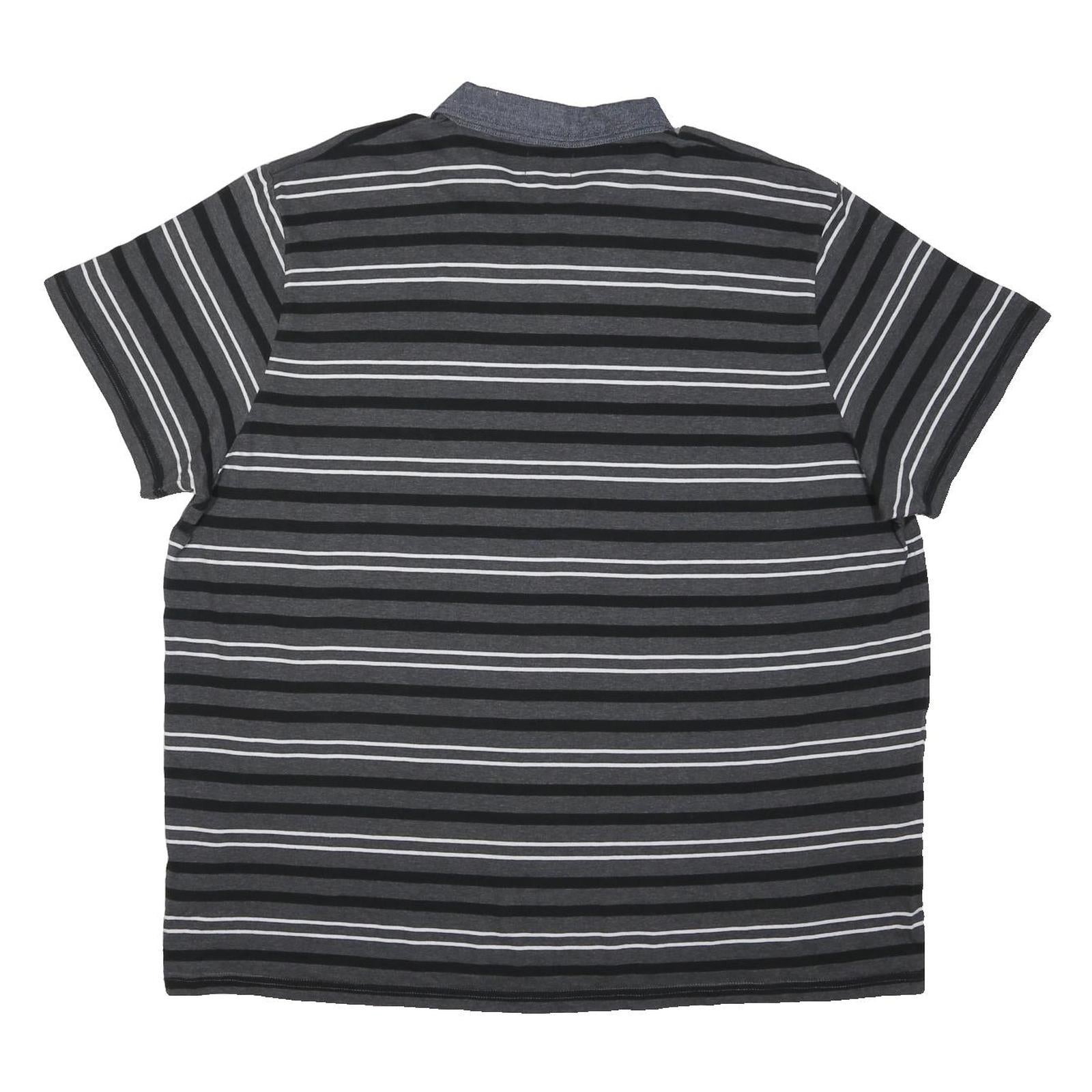 LEE COOPER Mens Black & Grey Striped Short Sleeve Polo Shirt 4XL Cotton Blend