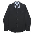 TOMMY HILFIGER Mens Black Shirt M Cotton Blend Long Sleeve Casual Button Shirt