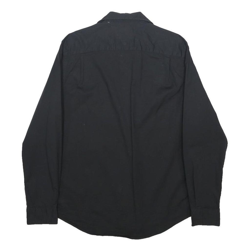 TOMMY HILFIGER Mens Black Shirt M Cotton Blend Long Sleeve Casual Button Shirt