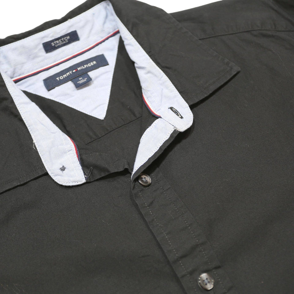 TOMMY HILFIGER Mens Black Shirt M Cotton Blend Long Sleeve Casual Button Shirt