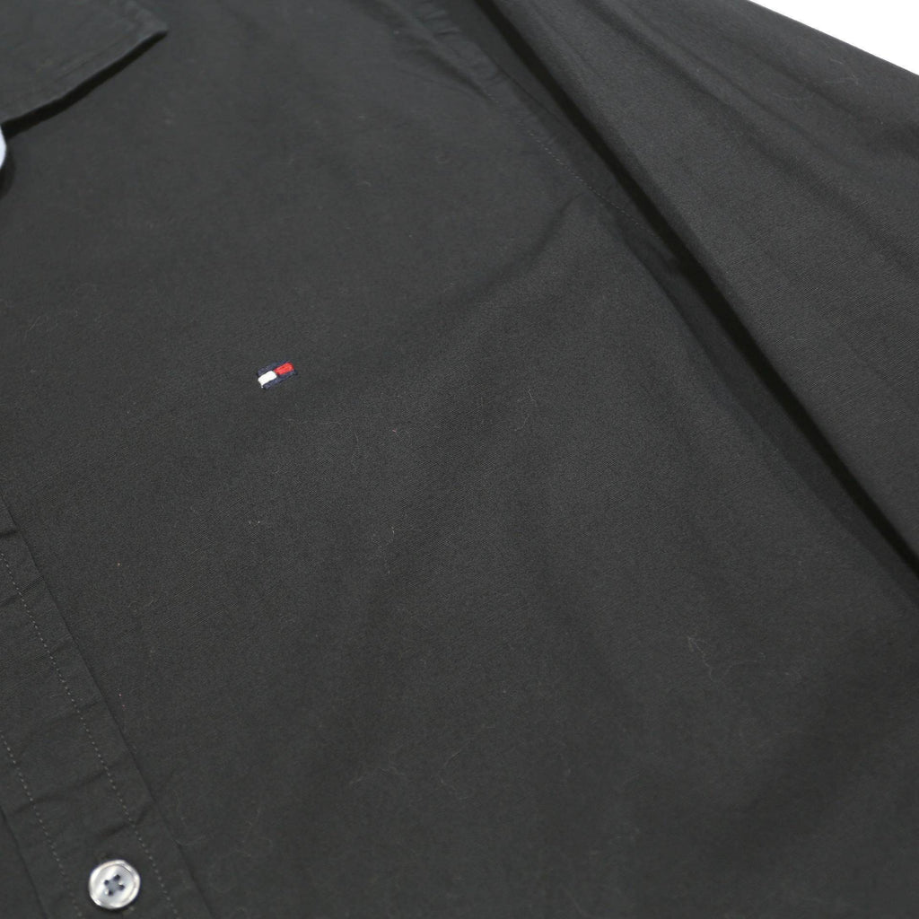 TOMMY HILFIGER Mens Black Shirt M Cotton Blend Long Sleeve Casual Button Shirt