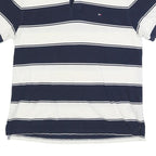 TOMMY HILFIGER Mens Blue & White Striped Short Sleeve Polo Shirt L Classic Fit