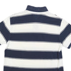 TOMMY HILFIGER Mens Blue & White Striped Short Sleeve Polo Shirt L Classic Fit