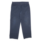 DICKIES Mens Polyester Blend Navy Regular Straight Trousers W38 L32 Workwear Zip