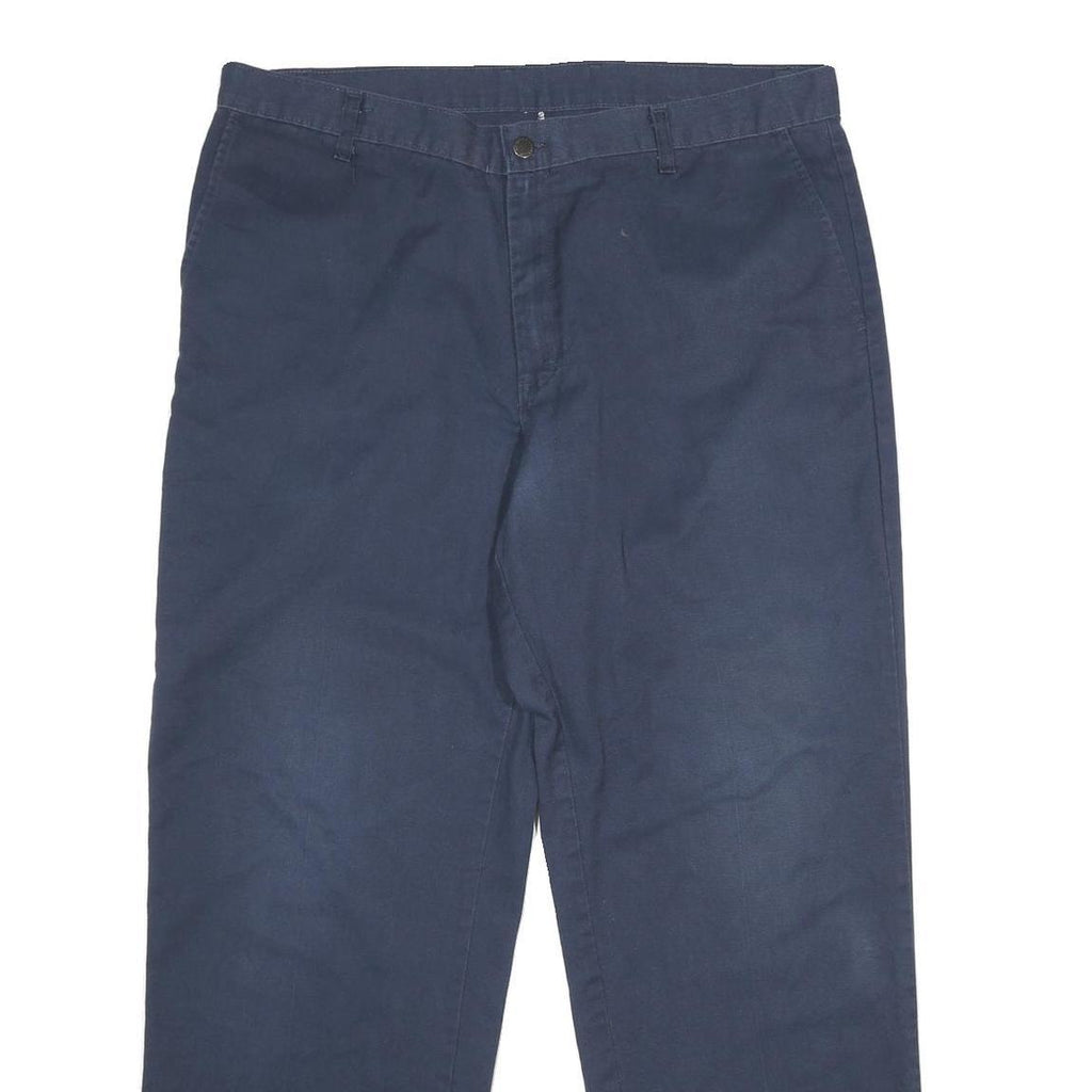 DICKIES Mens Polyester Blend Navy Regular Straight Trousers W38 L32 Workwear Zip