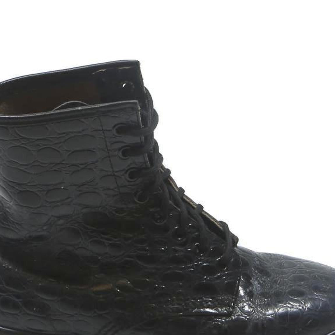 DR MARTENS 1460 Womens Black Leather Lace-Up Boots UK 5 Classic Yellow Stitch