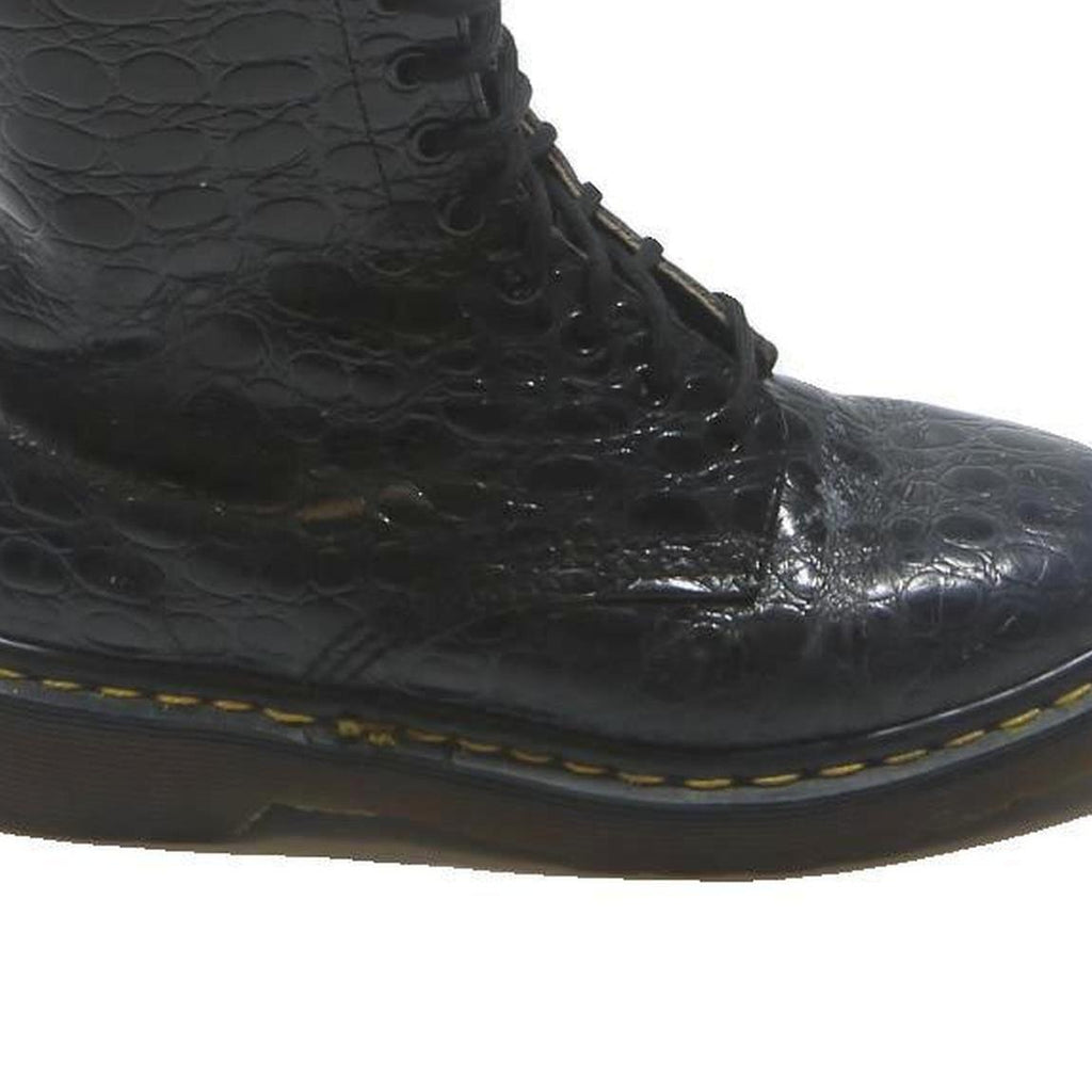 DR MARTENS 1460 Womens Black Leather Lace-Up Boots UK 5 Classic Yellow Stitch