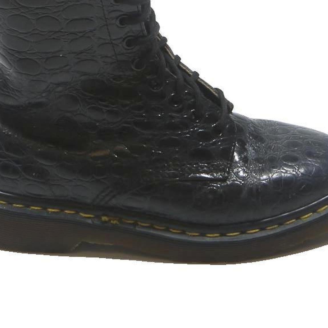 DR MARTENS 1460 Womens Black Leather Lace-Up Boots UK 5 Classic Yellow Stitch