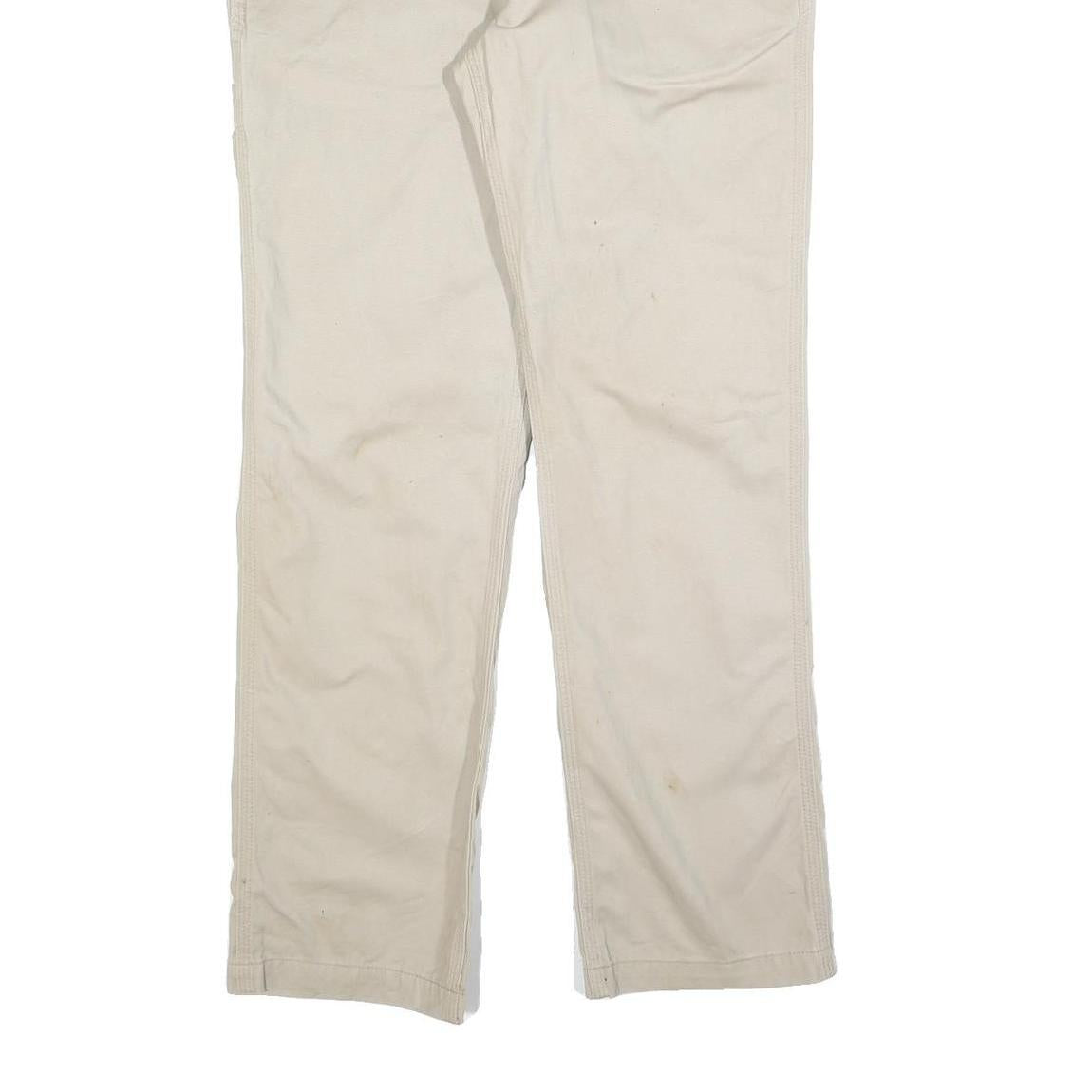CARHARTT Mens Beige Regular Fit Straight Leg Trousers W36 L32 Cotton Blend Zip