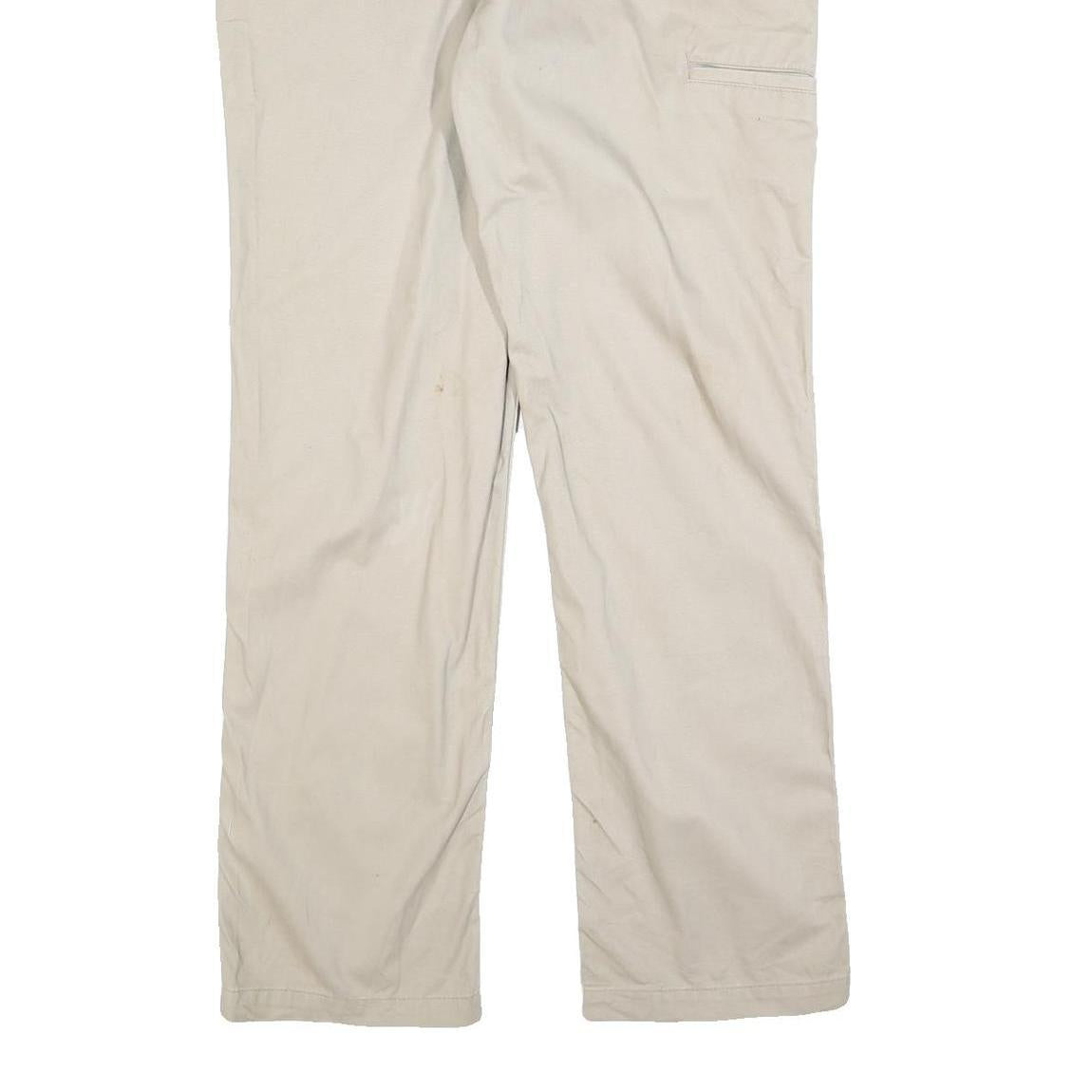 CARHARTT Mens Beige Regular Fit Straight Leg Trousers W36 L32 Cotton Blend Zip