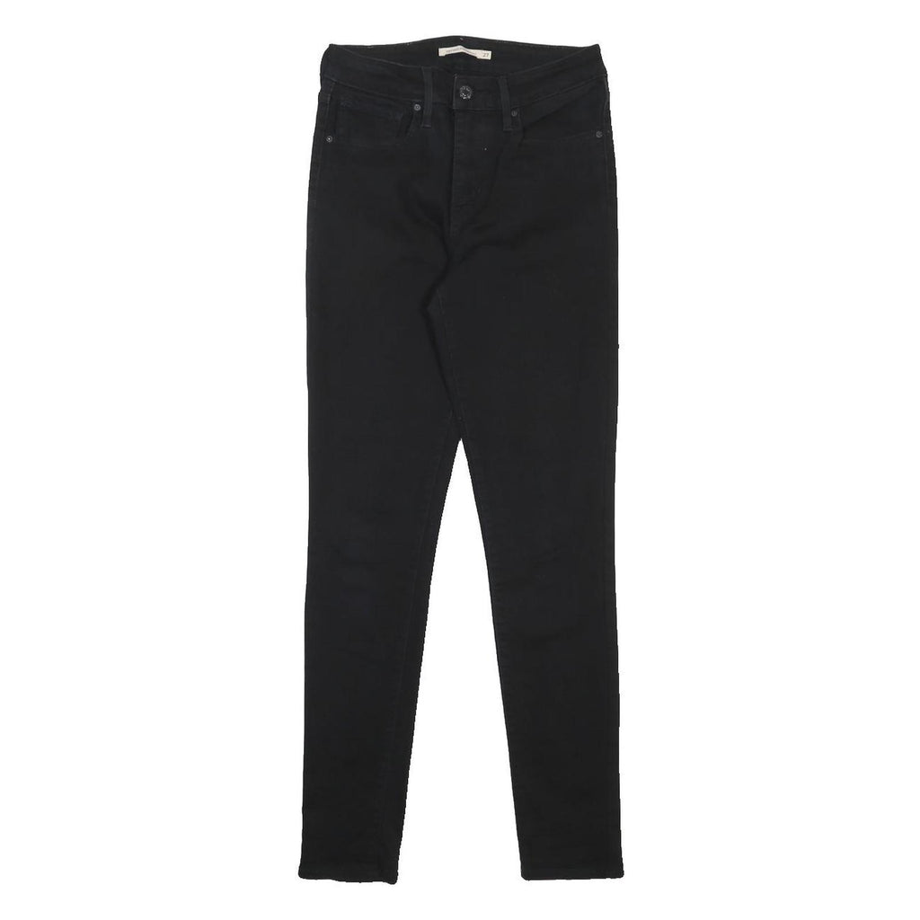 LEVI'S 721 Womens Slim Black Denim Jeans W27 L30 Cotton Blend Zip Skinny Fit