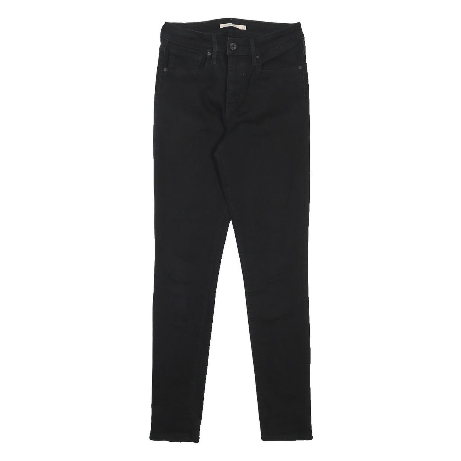 LEVI'S 721 Womens Slim Black Denim Jeans W27 L30 Cotton Blend Zip Skinny Fit