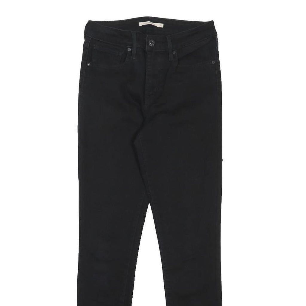 LEVI'S 721 Womens Slim Black Denim Jeans W27 L30 Cotton Blend Zip Skinny Fit