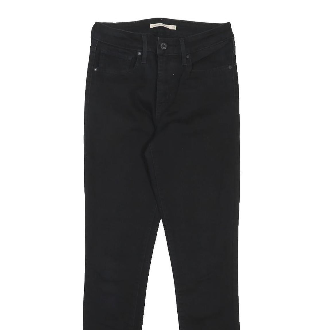 LEVI'S 721 Womens Slim Black Denim Jeans W27 L30 Cotton Blend Zip Skinny Fit