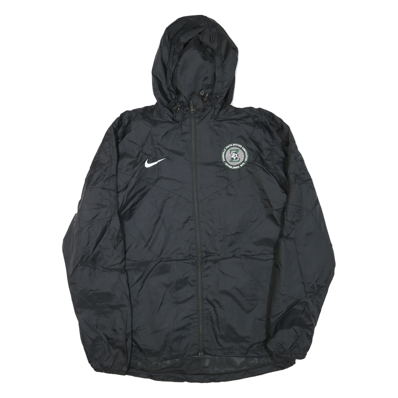 NIKE Mens Black Sports Logo Zip Jacket M Polyester Blend Lightweight Hooded