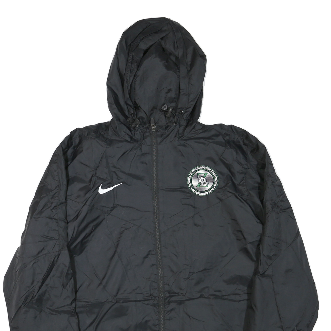 NIKE Mens Black Sports Logo Zip Jacket M Polyester Blend Lightweight Hooded