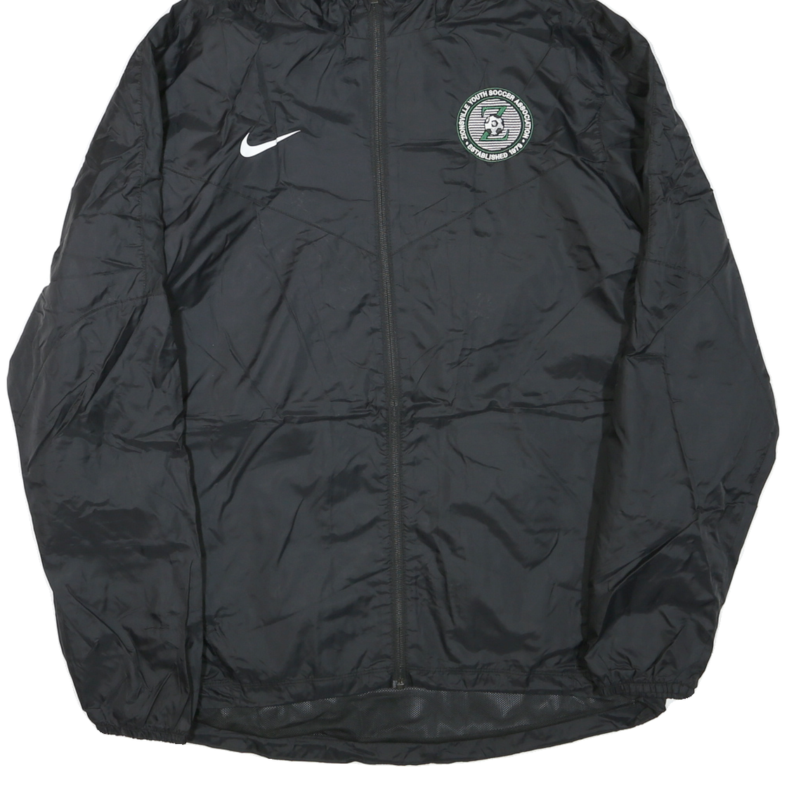 NIKE Mens Black Sports Logo Zip Jacket M Polyester Blend Lightweight Hooded