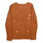 WHY NOT BRAND Mens Rust Patterned Jumper Crew Neck Chunky Knit M Distressed