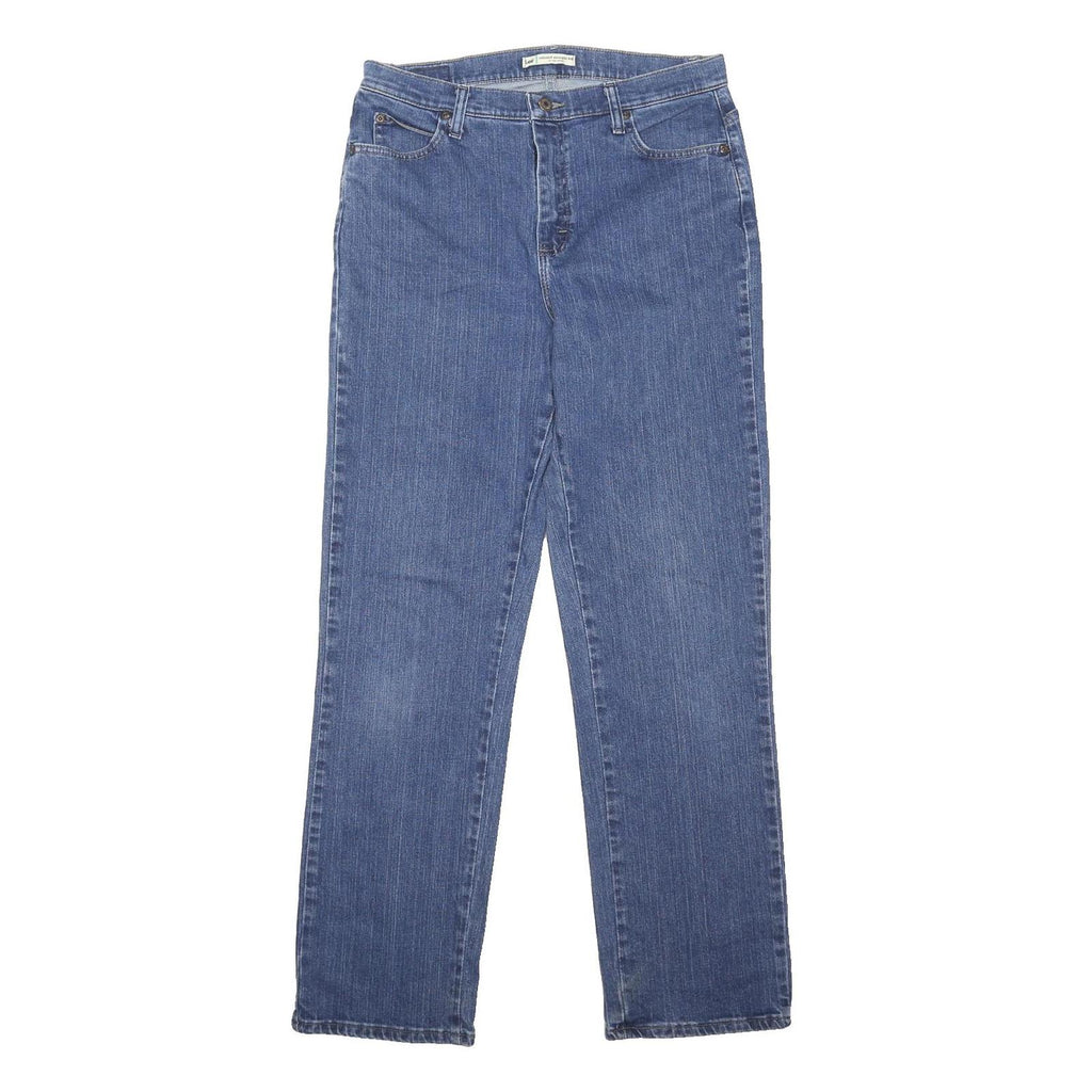 LEE Womens Regular Fit Straight Leg Denim Medium Blue Jeans W32 L32 Button