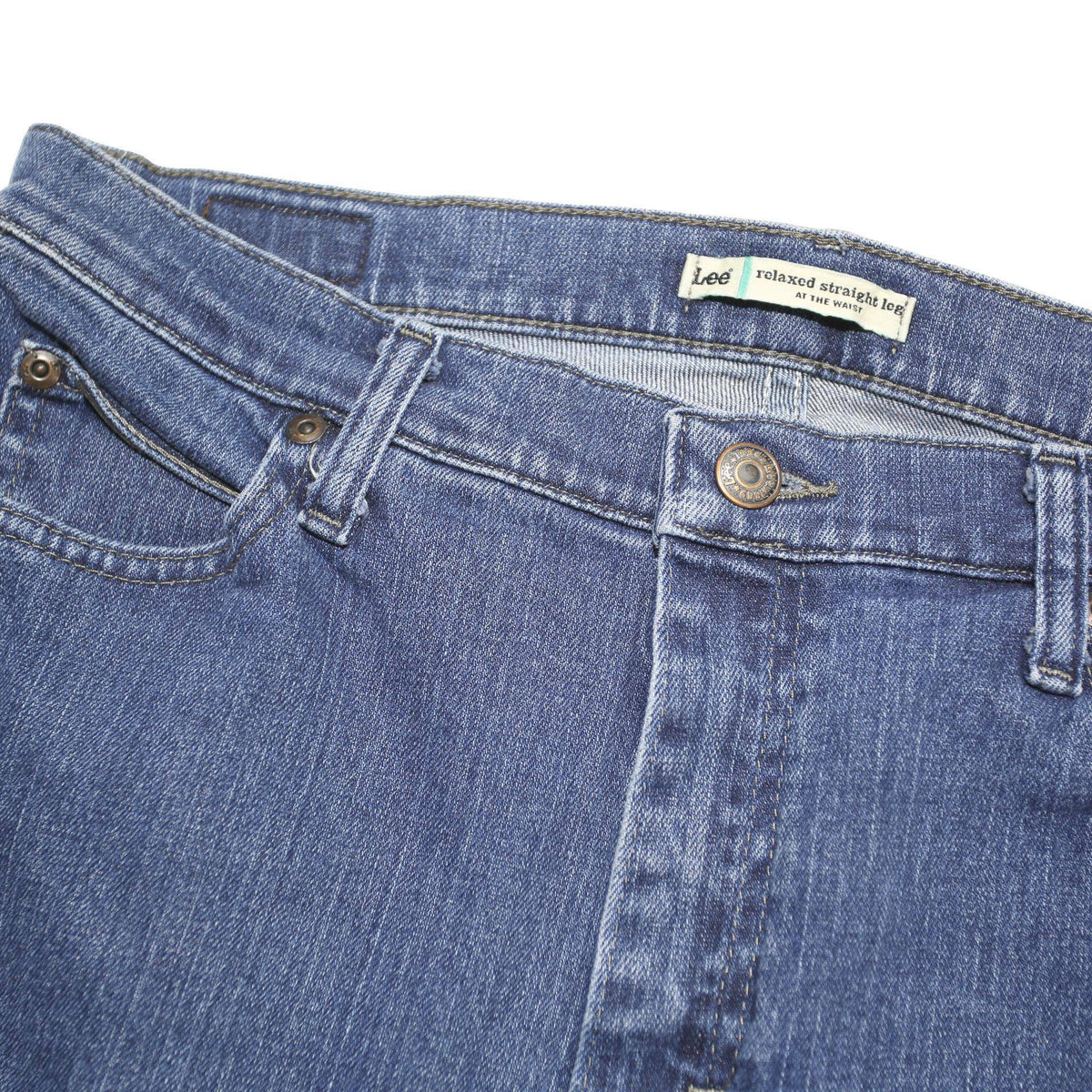 LEE Womens Regular Fit Straight Leg Denim Medium Blue Jeans W32 L32 Button