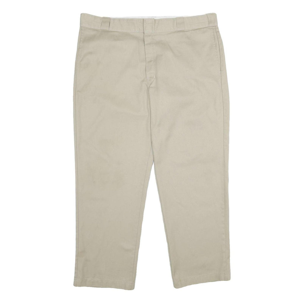 DICKIES Mens Classic Beige Workwear Trousers W40 L30 Zip Closure Casual