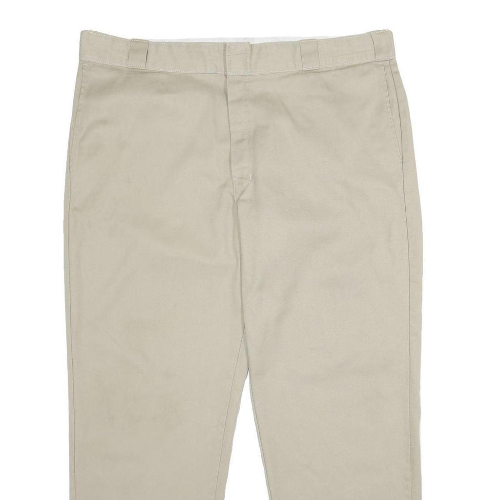 DICKIES Mens Classic Beige Workwear Trousers W40 L30 Zip Closure Casual