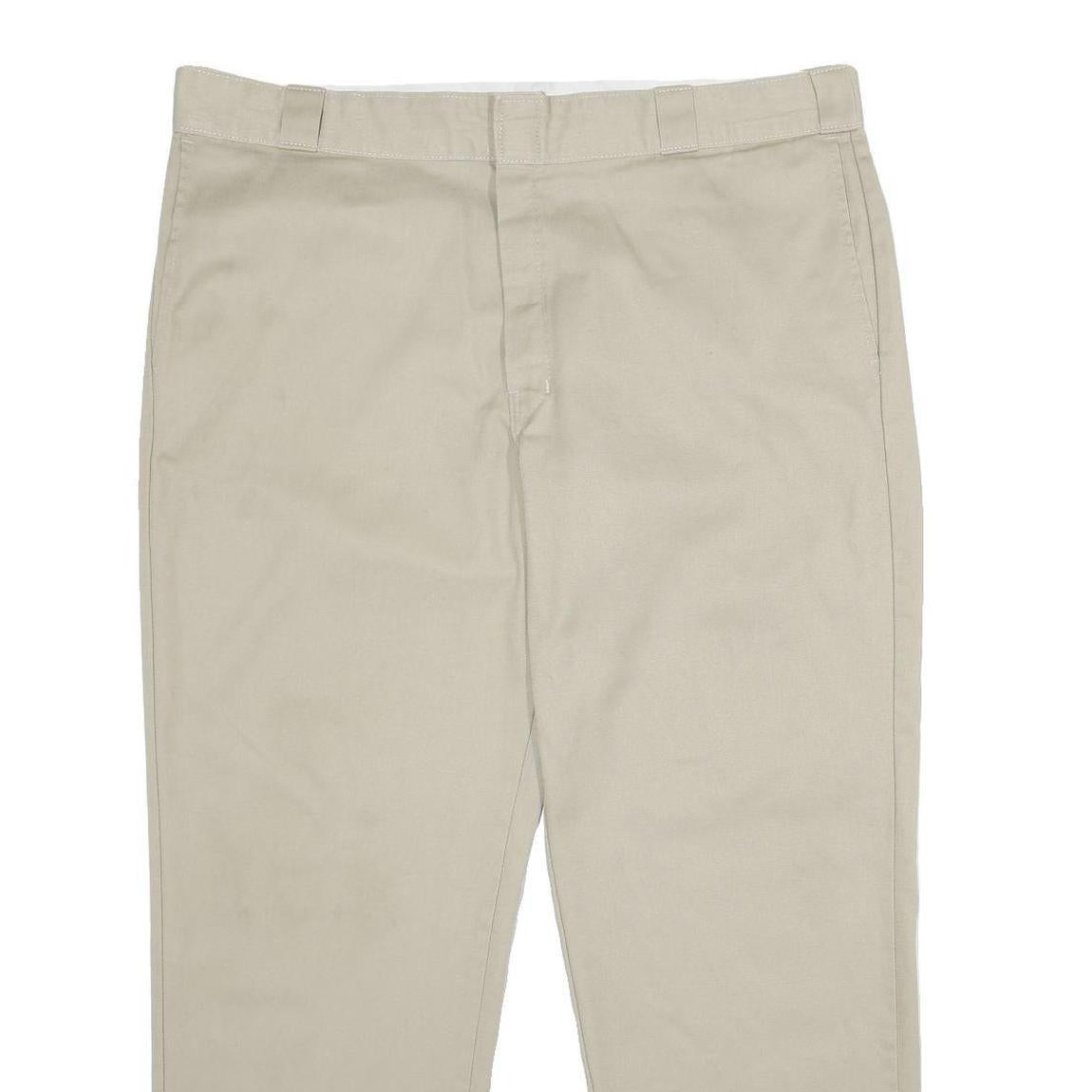 DICKIES Mens Classic Beige Workwear Trousers W40 L30 Zip Closure Casual