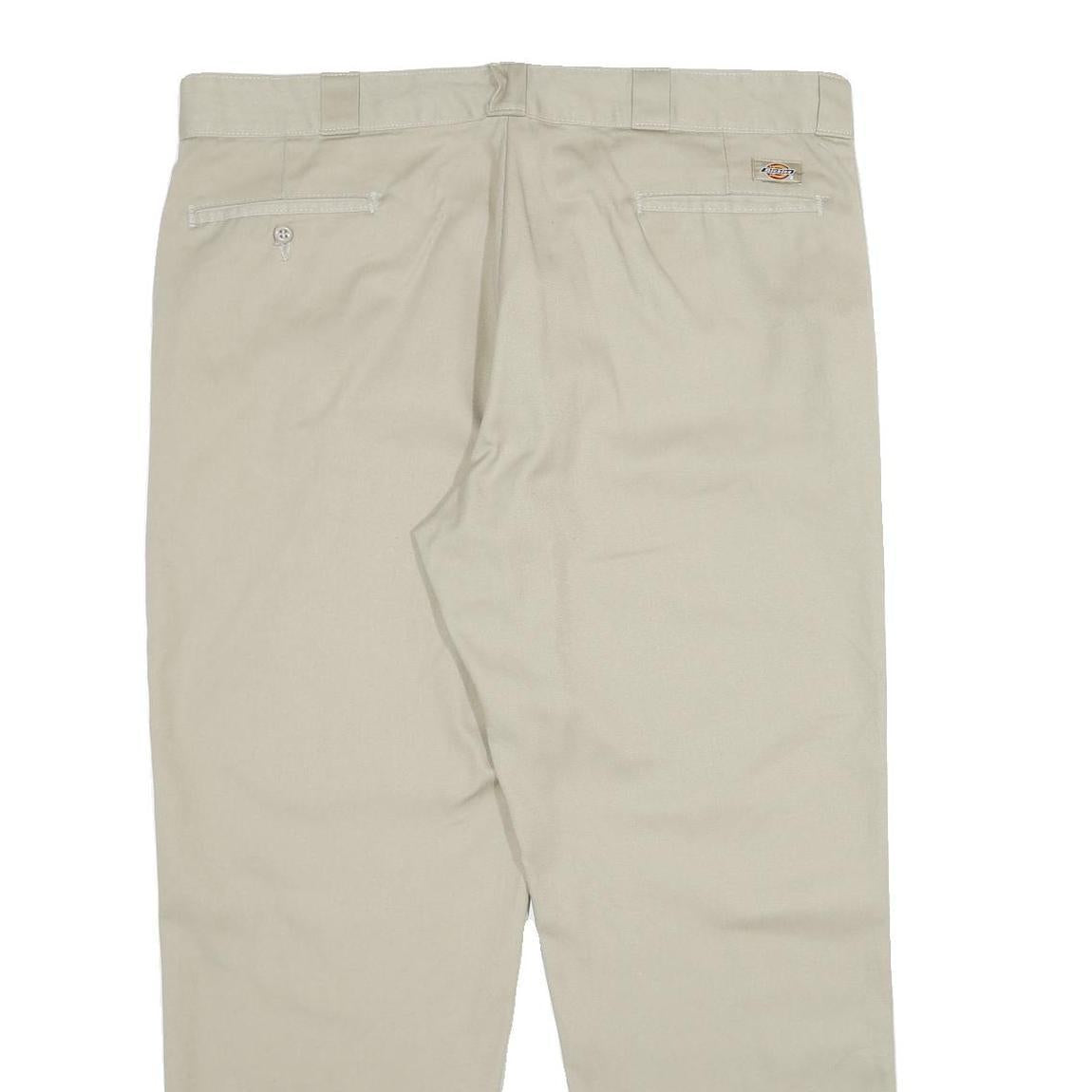 DICKIES Mens Classic Beige Workwear Trousers W40 L30 Zip Closure Casual