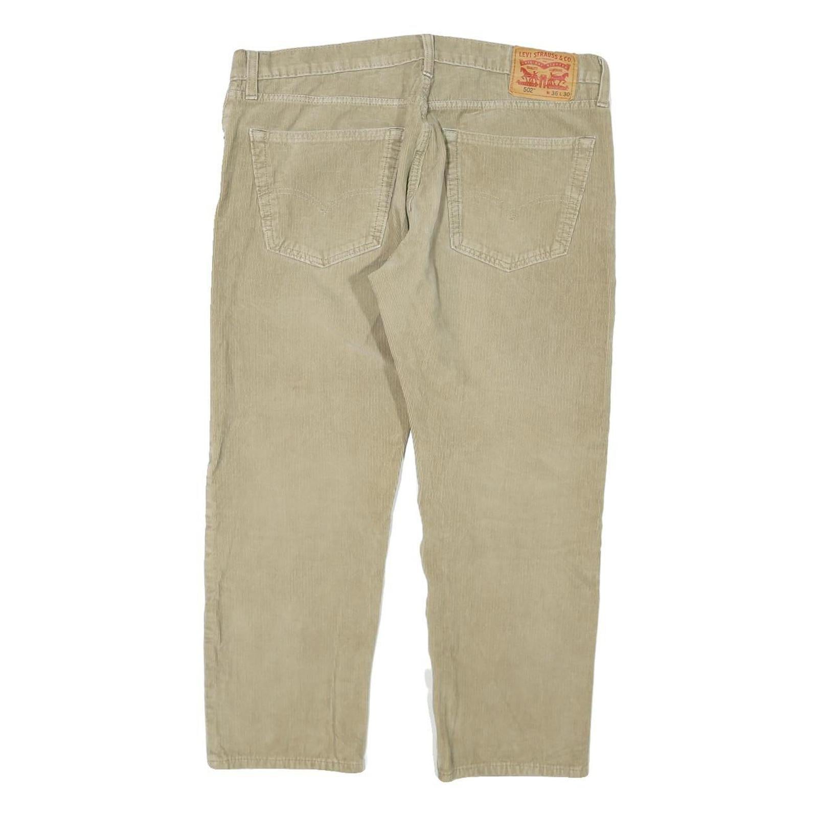 LEVI'S Mens Regular Beige Cotton Blend Regular Fit Zip Trousers W36 L25