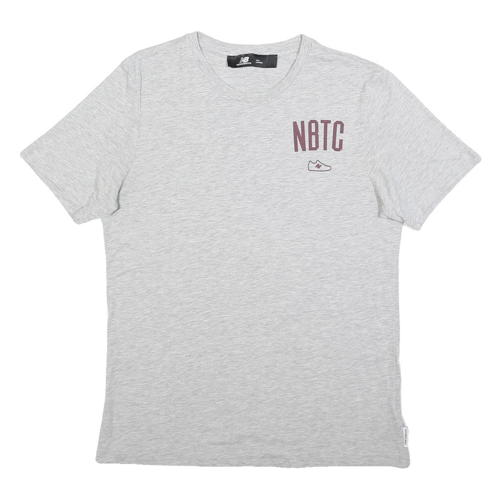 NEW BALANCE Mens Grey NBTC Cotton T-Shirt L Short Sleeve Crew Neck Casual