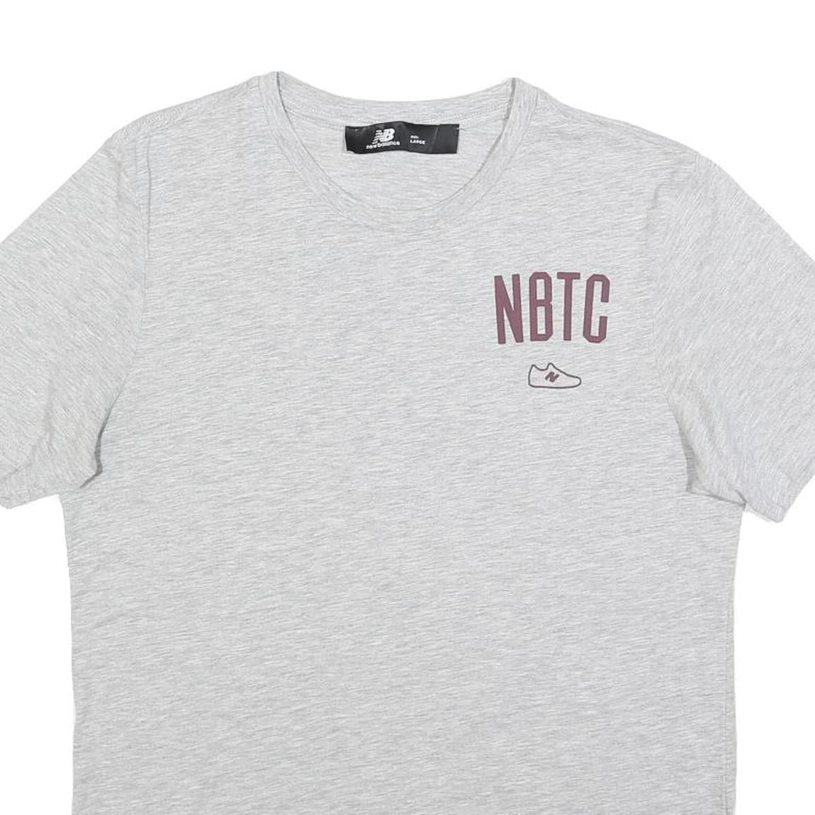 NEW BALANCE Mens Grey NBTC Cotton T-Shirt L Short Sleeve Crew Neck Casual