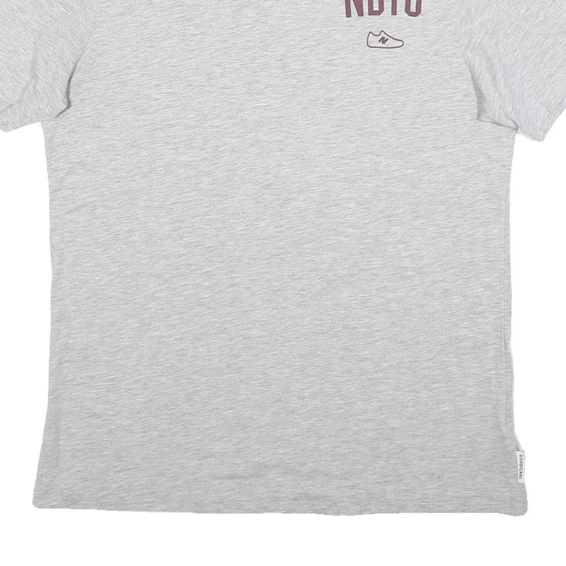 NEW BALANCE Mens Grey NBTC Cotton T-Shirt L Short Sleeve Crew Neck Casual