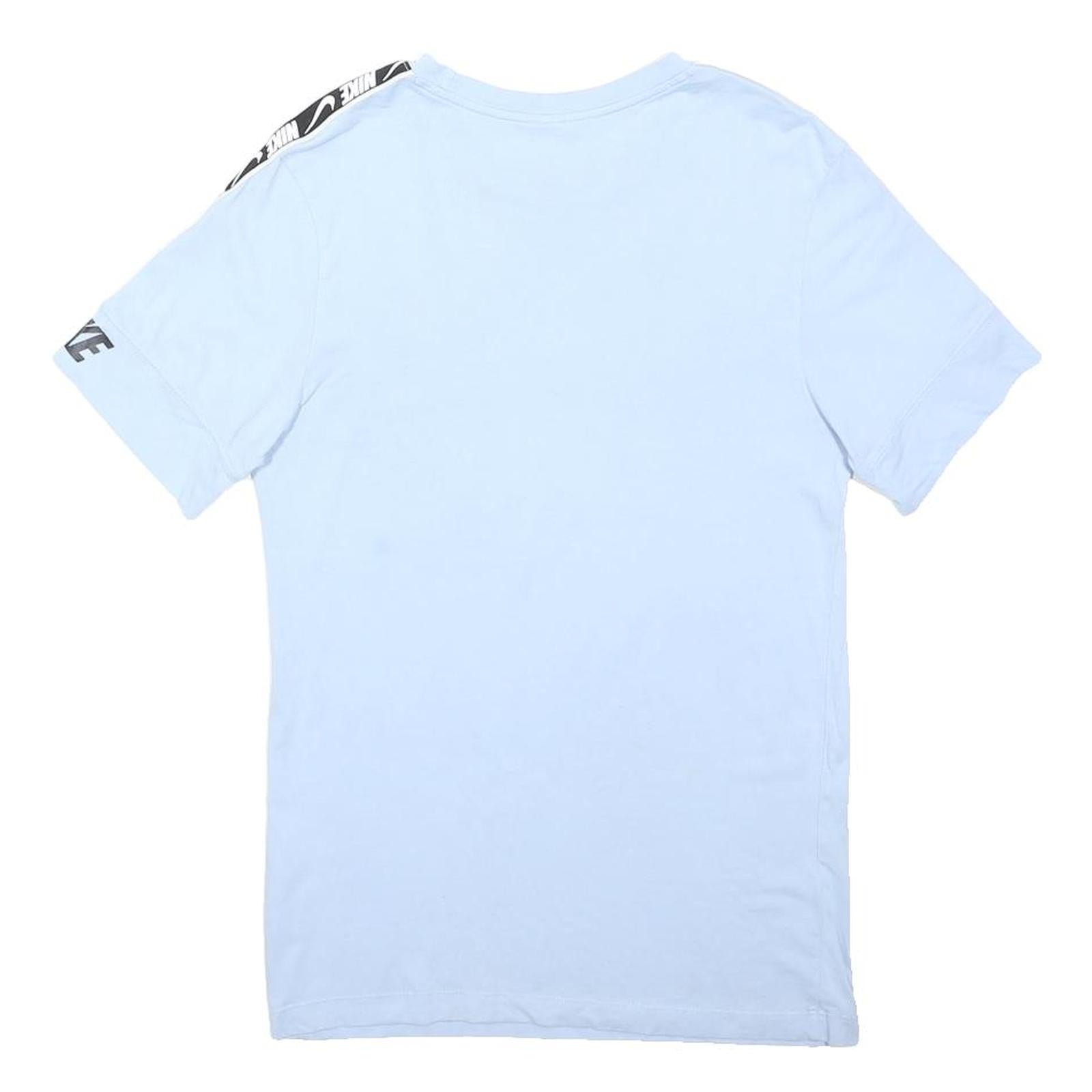 NIKE Mens Light Blue T-Shirt XS Short Sleeve Crew Neck Logo Tape Stripe