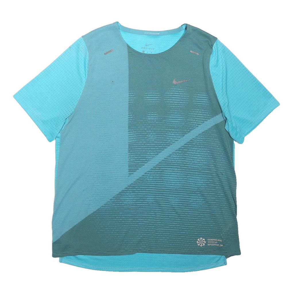 NIKE Mens Blue & Grey Athletic T-Shirt XL Short Sleeve Crew Neck Dri-FIT