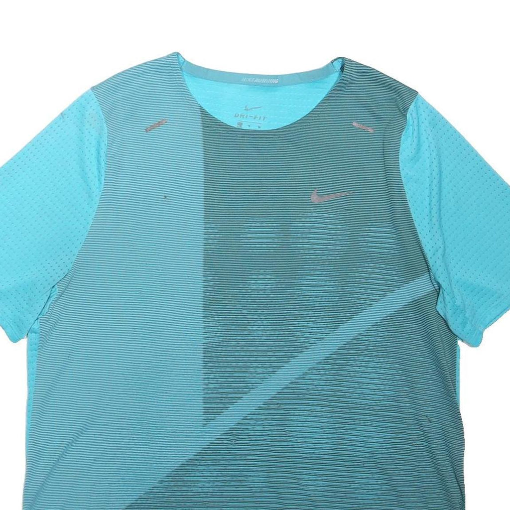 NIKE Mens Blue & Grey Athletic T-Shirt XL Short Sleeve Crew Neck Dri-FIT