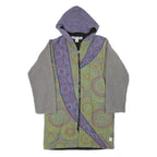 CHOTA INDIA Womens Green & Purple Hooded Zip Cotton Blend Jacket M Ethnic Print