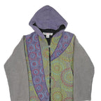 CHOTA INDIA Womens Green & Purple Hooded Zip Cotton Blend Jacket M Ethnic Print