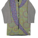 CHOTA INDIA Womens Green & Purple Hooded Zip Cotton Blend Jacket M Ethnic Print