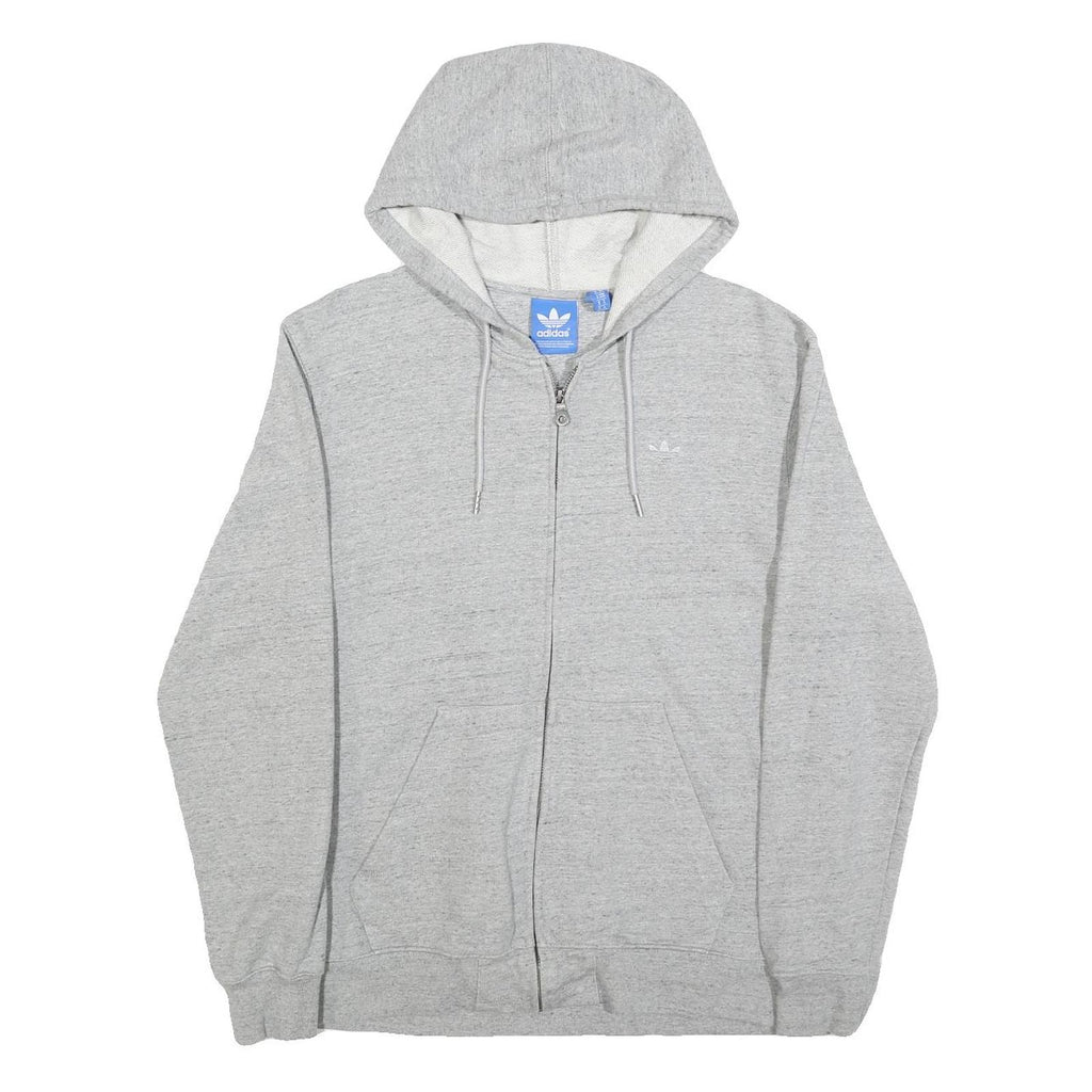 ADIDAS Mens Grey Zip Up Hoodie M Cotton Blend Casual Sportswear