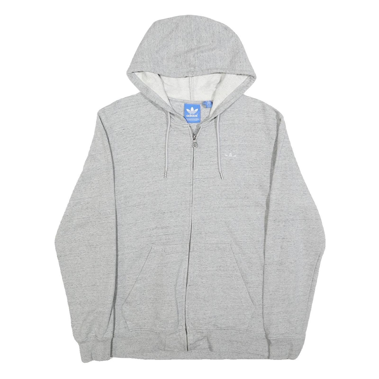 ADIDAS Mens Grey Zip Up Hoodie M Cotton Blend Casual Sportswear