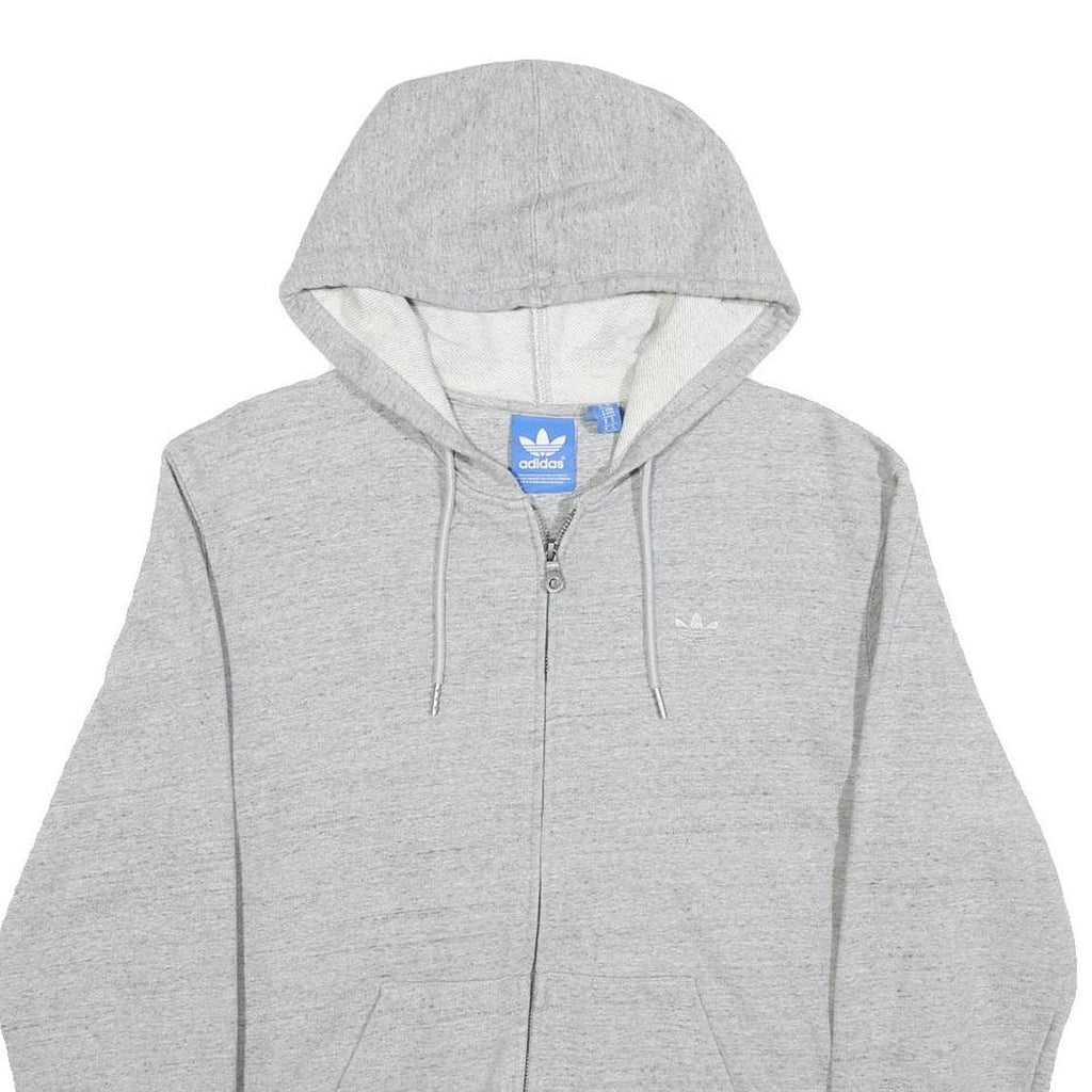 ADIDAS Mens Grey Zip Up Hoodie M Cotton Blend Casual Sportswear
