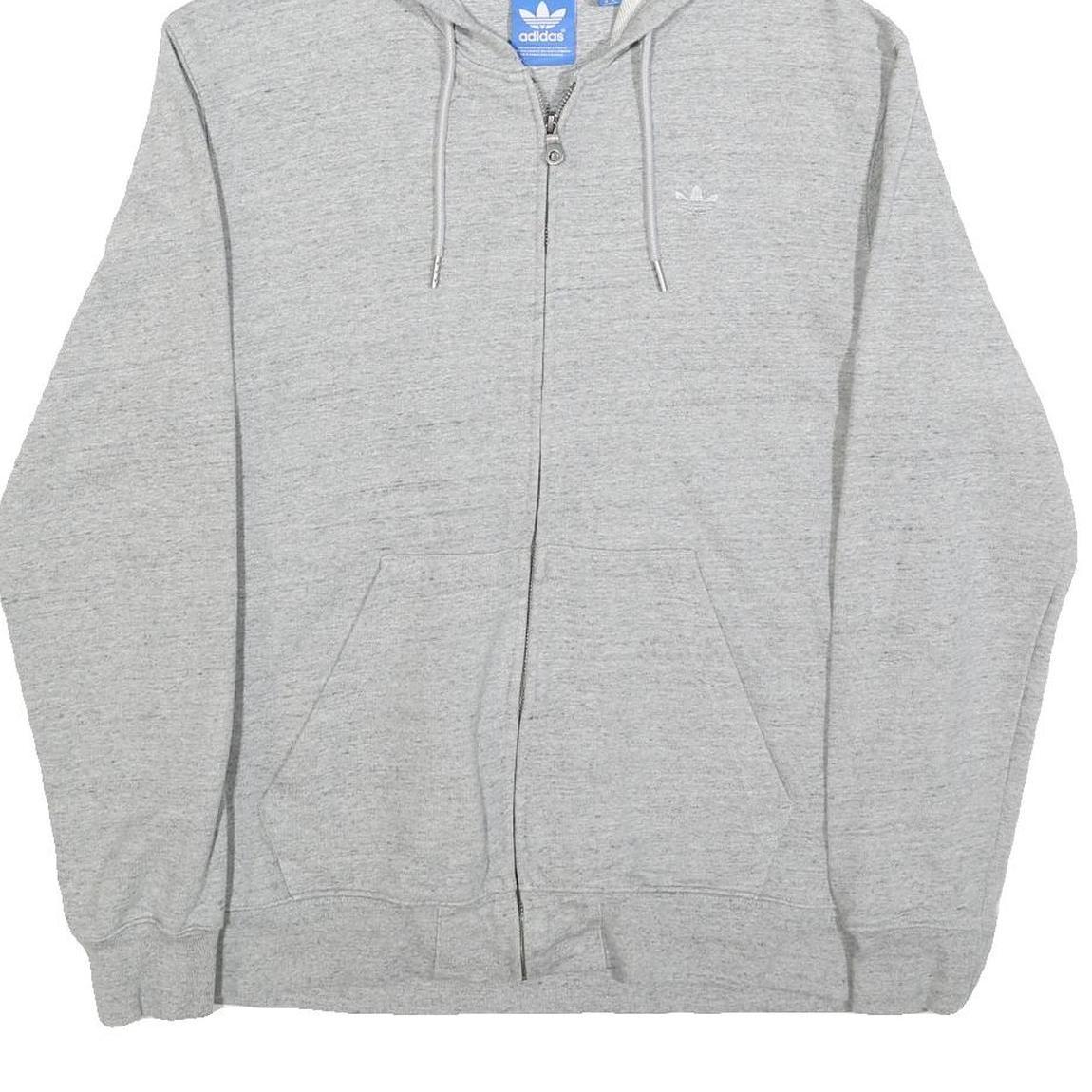 ADIDAS Mens Grey Zip Up Hoodie M Cotton Blend Casual Sportswear